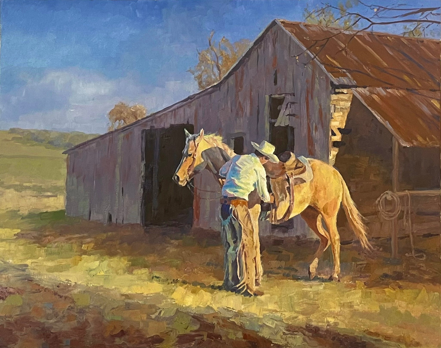 (a.) “The Old Tack Shed”Original Oil on Linen by Joshua Stewart 22x28” -Available through Texas Treasures Fine Art Gallery